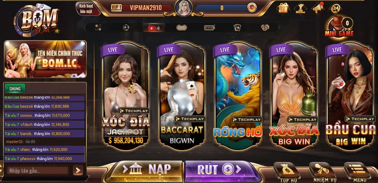 Đa Dạng Các Trò Chơi Tại Live Casino BomWin 